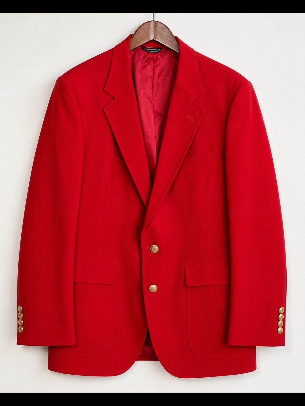 Vintage 90s Hardwick Red Blazer 42S Gold Button USA Made Sport Coat